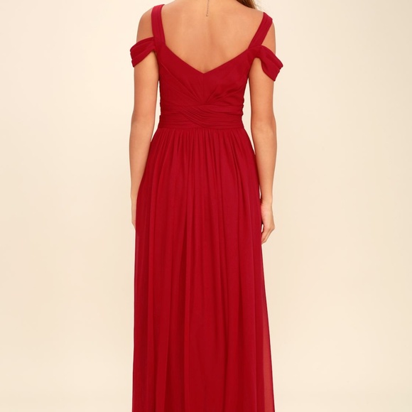 LULUS x Bariano Ocean of Elegance Wine Red Maxi Dress Size XS - Picture 4 of 12